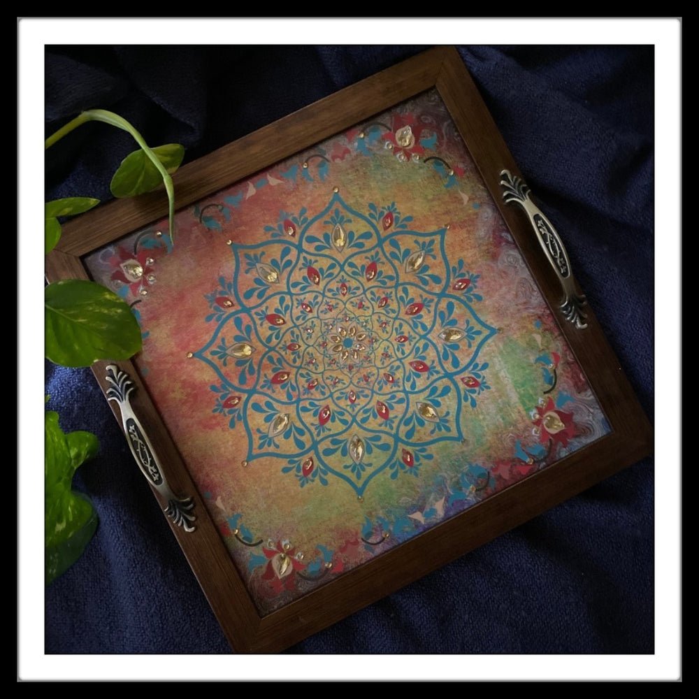 Mughal Floral Square Tray