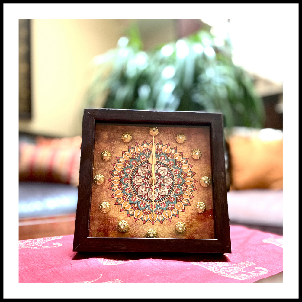 Shaded Rust Mandala Clock