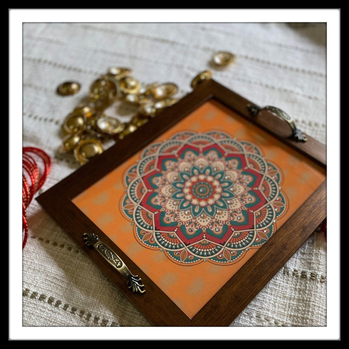 Saffron Mandala Rectangular Tray