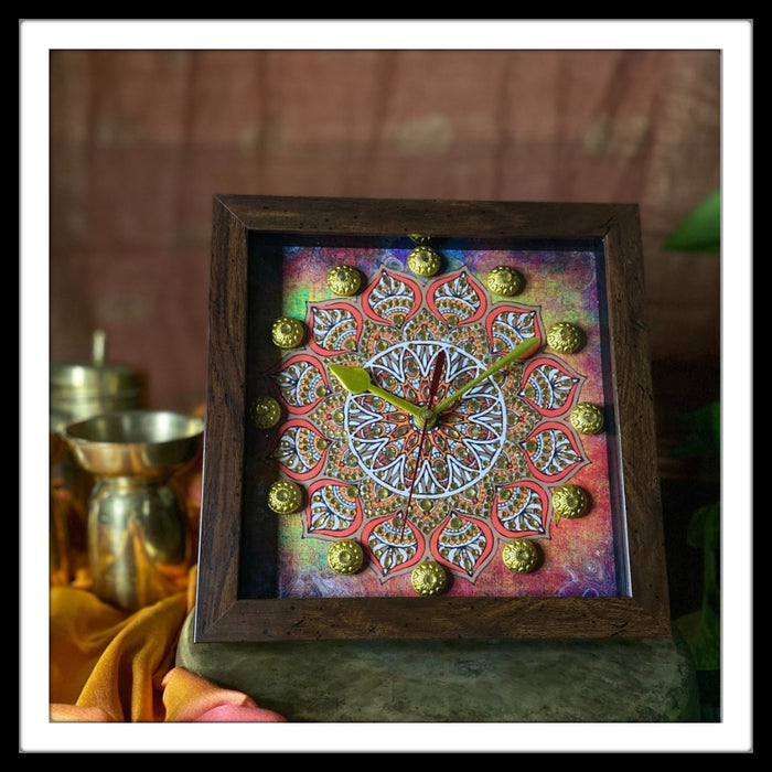 Rust Multicoloured Mandala Clock