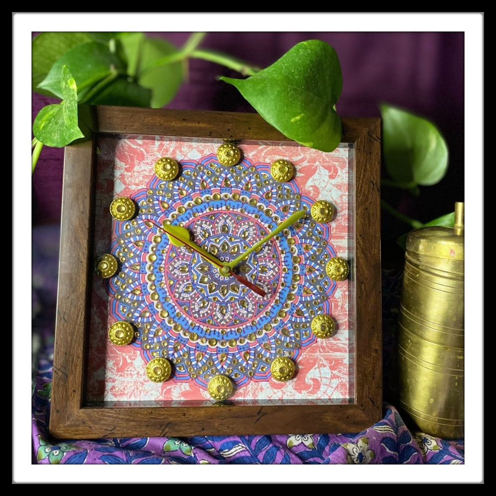 Pink Mandala Clock