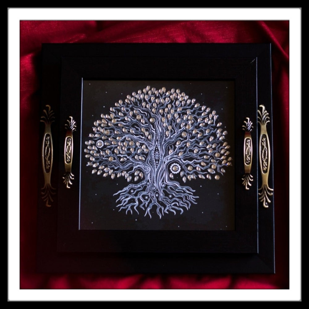 Black Tree of Life Square Tray Set - Footprints Forever