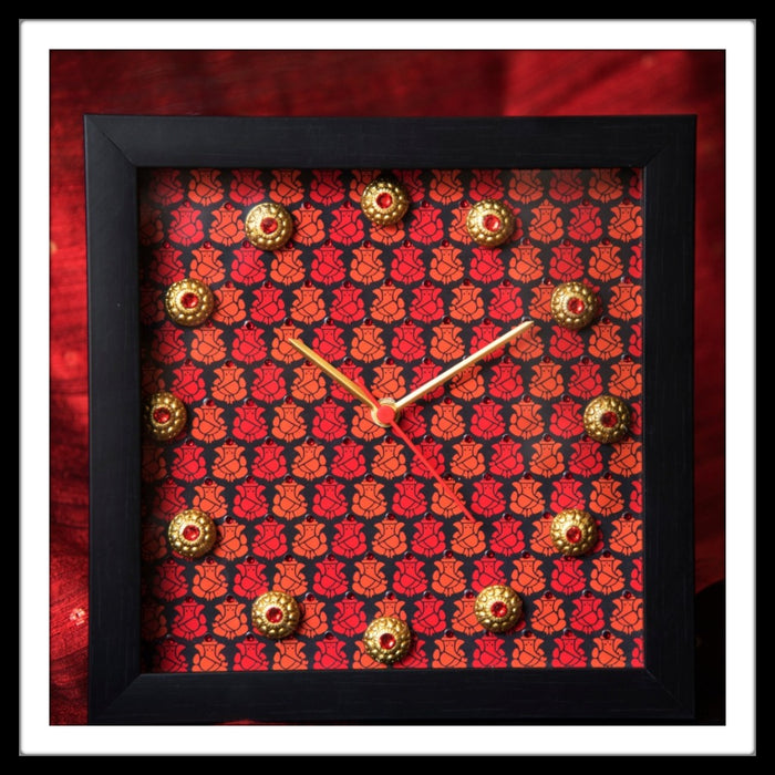 Red & Black Multi Ganesha Clock - Footprints Forever