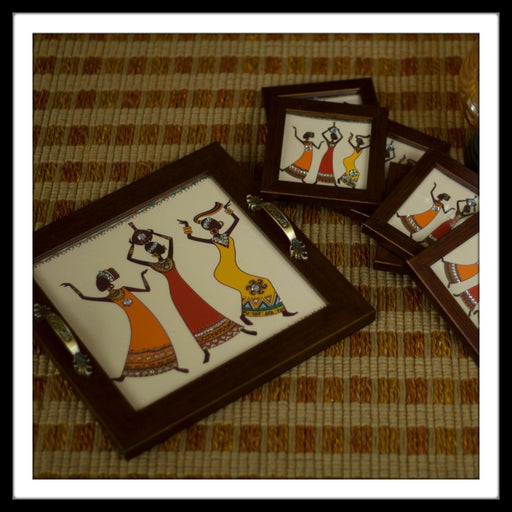 African Ladies Tray with Coasters - Footprints Forever