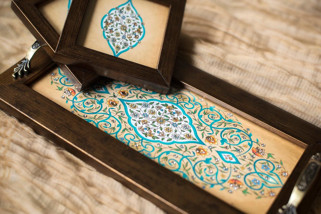 Cream Mughal Tray & 2 Coasters - Footprints Forever