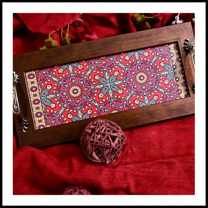 Red Blue Abstract  Long Tray