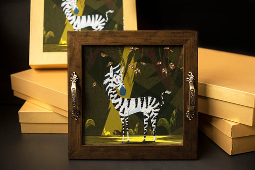 Zebra in Jungle Square Tray - Footprints Forever