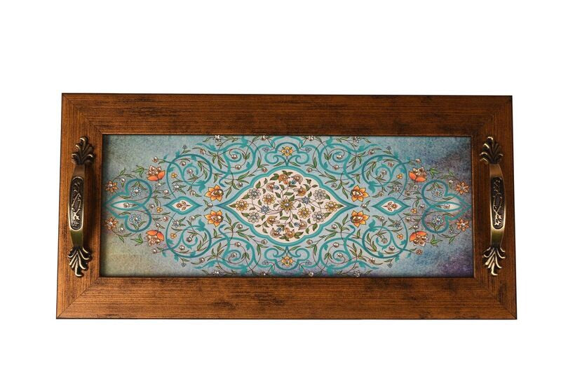 Light Blue Mughal Tray & 2 Coasters - Footprints Forever
