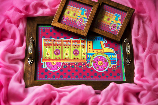 Pink Truck Tray and Coasters Set - Footprints Forever