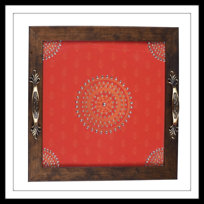 Candy Red Mandala Square  Tray - Footprints Forever