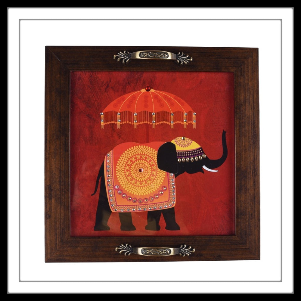 Elephant under the Umbrella Square Tray - Footprints Forever