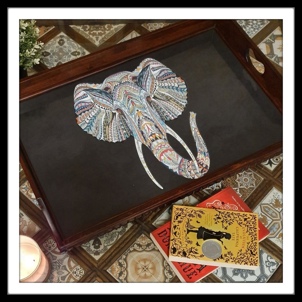 Black Elephant Butler/Side with Stand