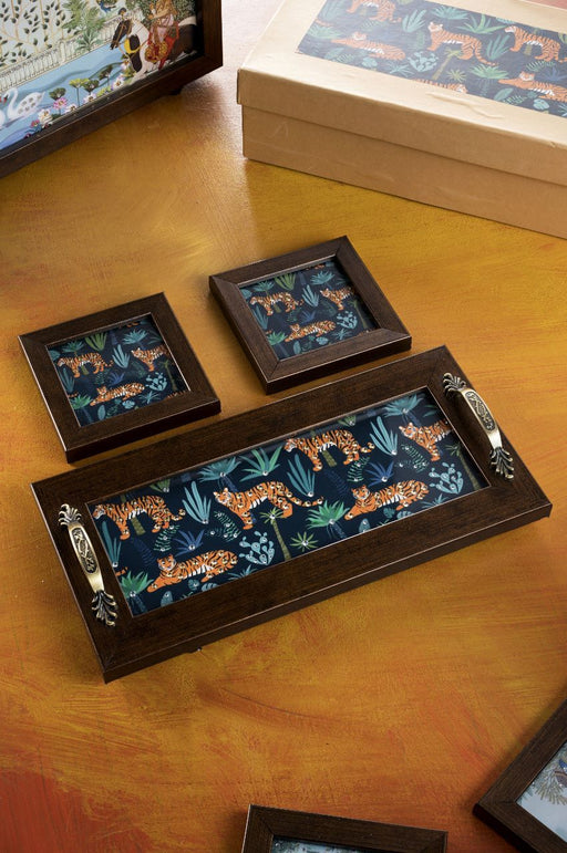 Tigers in Jungle Tray and 2 Coasters Set
