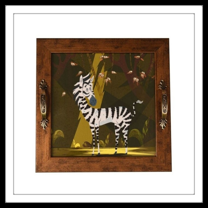 Zebra in Jungle Square Tray - Footprints Forever